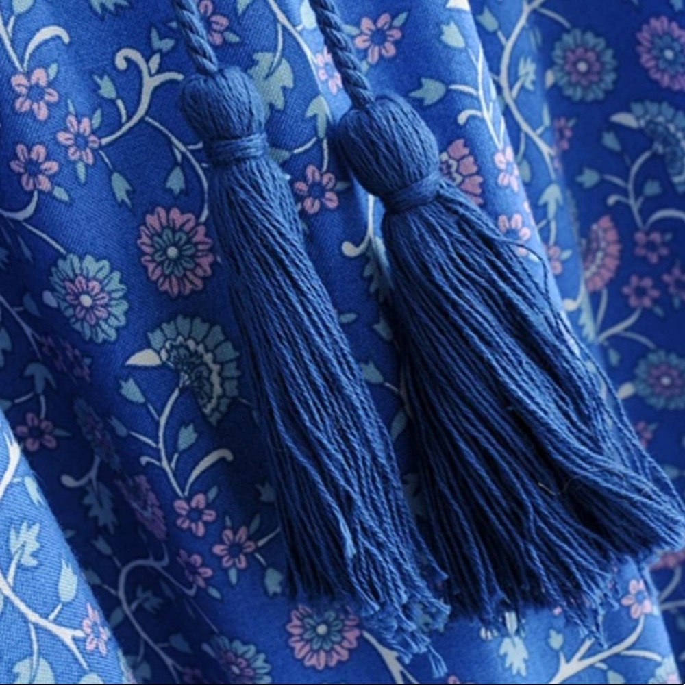 Bohemian Floral Print Maxi Dress Blue Gypsy - Picture 8 of 16